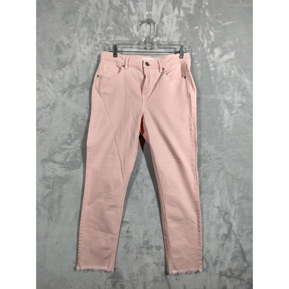 LOFT Modern Skinny Crop Jeans Pink High Rise Raw Hem Size 29/8 Womens Blush